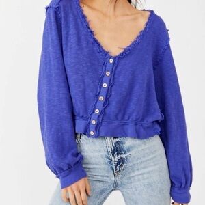 Women's Blue Button-Up Top